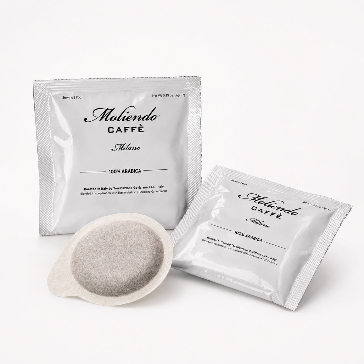 Moliendo Caffè Milano E.S.E. serving verpakking en koffiepad los, 100% Arabica
